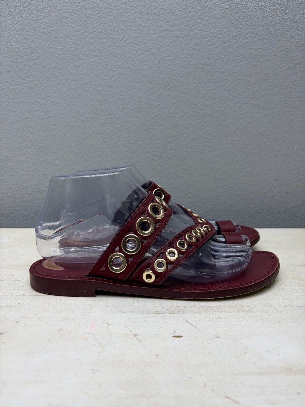Sandro Burgundy Leather Adelie Sandals Size 37 - Picture 3 of 7